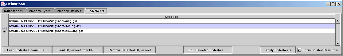 Figure 24: Stylesheet Management GUI in IsaVIz