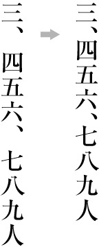 読点の例外の配置例